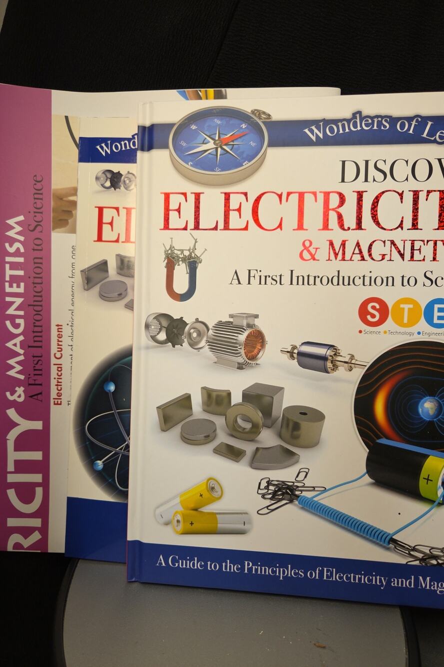 Wonders of Learning Electricity & Magnetism STEM Book Sticker Poster Unused